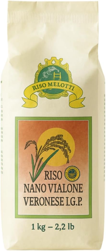 Riso Melotti Nano Vialone Veronese IGP – Premium Italian Rice for Risotto – Medium Grain, High Starch Release – Ideal for Creamy Risotto, Paella, Rice Salads & Side Dishes – 2.2lb (1kg) Bag
