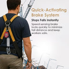 AFP Demon 6 Foot Single Web Leg Self Retracting Lifeline Safety Yoyo, Shock Pack Absorber, Steel Snap Hook & Steel Carabiner Fall Protection Arrest Limiter SRL | OSHA & ANSI Rated