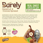 Hazelnut & Cocoa Spread by Barely, Low Sugar & No Artificial Sweeteners, Vegan, Keto Friendly, Delicious Chocolate Spread & Dessert Dip – High in Fiber with just 3.2 g Cane Sugar per Serving (2-Pack)