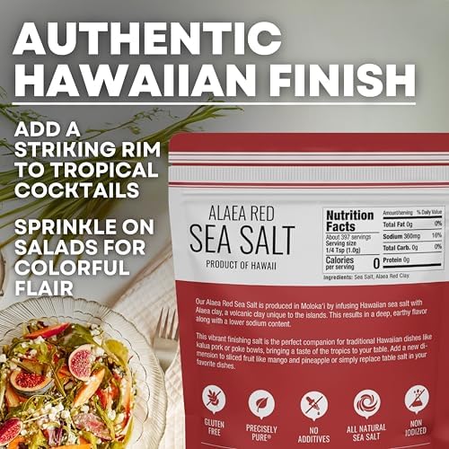 Alaea Red Salt Infused with Mineral-Rich Alaea Clay – Coarse Crystal Red Hawaiian Salt That Adds Color to Any Dish for Natural Finishing Use – 14 oz Bag