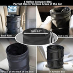 Ginsco 2Packs New Leakproof Car Trash Can, Mini Trash Can Pop-up Collapsible Hanging Car Trash Bin with Hook and Loop, Waterproof PEVA Liner Open-Top 1 Gallon Garbage Can for Cars Home Office