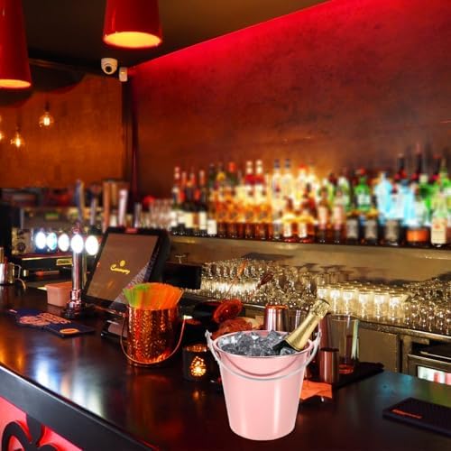 Garneck 100% Pure Copper Ice Bucket with Handle - Elegant Copper Container for Parties - Weddings and Home Bars for Chilling Wine Beer and Ice Stylish Metal Bucket