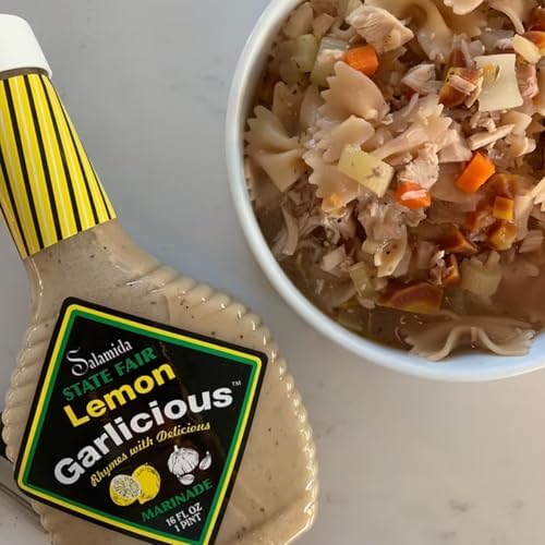 Salamida New York State Fair Lemon Garlicious Marinade, 16 oz | All-Natural, Gluten-Free, Citrus & Garlic Infused Sauce for Fish, Poultry, Pork & More