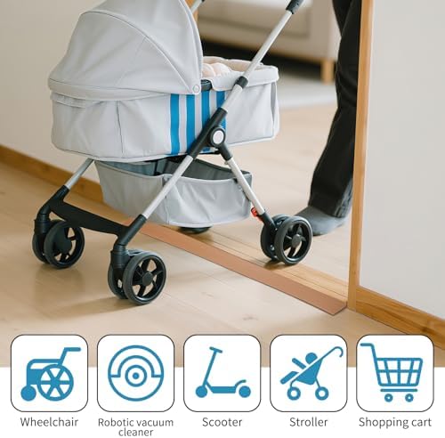 Threshold Ramps for Doorways 2PCS Self-Adhesive Rubber Ramps for Door Wheelchair Stroller Scooter Bathroom Reducer Ramp 2.76" Wide x 3 ft Long