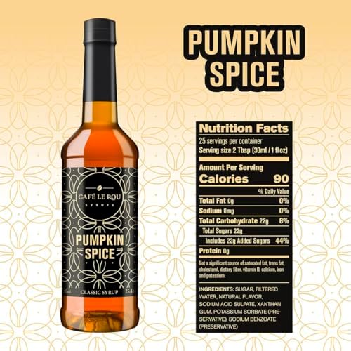 NEW Café Le Rou Pumpkin Spice Classic Syrup - 25.4 oz, 1 Pack with 1 Gold Pump Dispensers 25.4 Fl Oz (Pack of 1)
