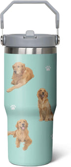 Golden Retriever Tumbler for Golden Retriever Owners, 30oz Stainless Steel Vacuum Insulated Water Bottle (Golden Retriever-Seaform)