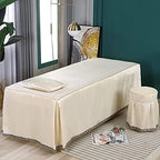 MIPOPS Soft Microfiber Massage Table Sheets Set 4 Piece Set, Spa Salon Bed Cover Solid Color Beauty Bedspreads for Body Physiotherapy Massage(C,190x70cm(75x28inch))