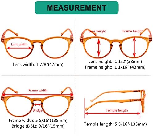 Eyekepper 5-Pack Oval Round Spring Hinges Eyeglasses Includes Sunglasses