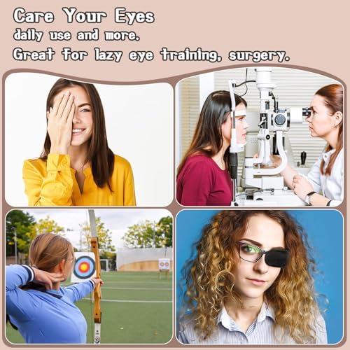 12Pcs Eye Patches Comfortable Left or Right Single Eye Patches Professional Medical One Eye Cover Reusable Black Soft Single Eye Patches for Eyeglass Treat Lazy Amblyopia Strabismus Adults Girls Boys