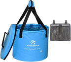 Freegrace Collapsible Bucket with Mesh Tool Pocket - 10L, 16L & 23L Portable Folding Water Container - Heavy Duty 500D Tarpaulin, BPA-Free Wash Basin for Camping, Fishing, RV, and Car Washing