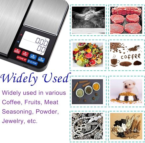 Stainless Steel Dual Platform Digital Kitchen and Food Scale, with Two Precision 1g/0.05oz & 0.01g/0.0005oz, Max Capacity 22lb/10kg, Tare Function, Units Conversions, LCD with Backlit