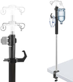 Table IV Poles Telescopic,32 to 56In Portable Desktop IV Stand with Storage Bag 4 Hooks IV Bag Holder Frosted Pipe Extension Pole IV Influsion Pole for Home Hospital Clinic (Stainless Steel)