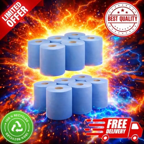 12 x Centre Feed Rolls Blue Tissue Paper Roll (2 Ply)