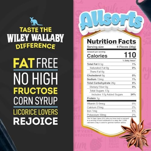 Wiley Wallaby 8 Ounce Allsorts Gourmet Australian Style Soft & Chewy Assorted Licorice Candy (1 Pack)