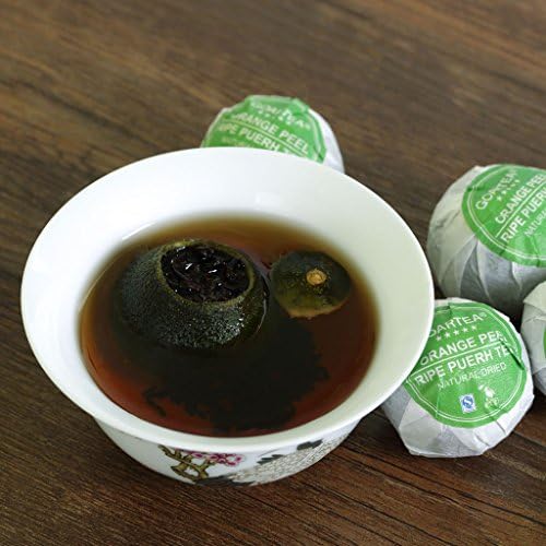 GOARTEA Puerh Tea - Ripe Puerh Tea Loose Leaf 50g / 1.76oz Nonpareil Supreme Natural Dried Xinhui Orange Peel Green Chenpi Citrus - Chinese Tea Pu erh Tea Puer Tea Pu'er Tea