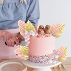 Rsstarxi 28 Pack Balls Cake Toppers Paper Palm Fan Cake Topper Pink Mini Balloon DIY Cake Insert Cake Decorations for Baby Shower Wedding Bridal Shower Birthday Party Cake Decorations