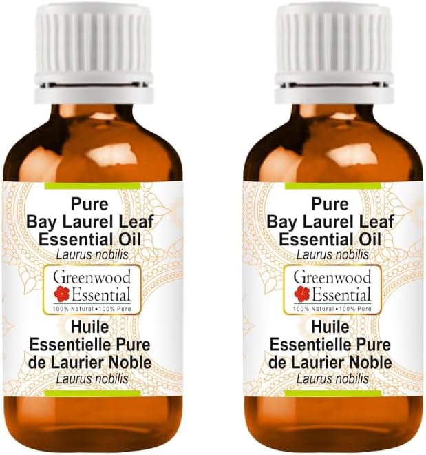 Greenwood Essential Pure Bay Laurel Leaf Essential Oil (Laurus nobilis) Steam Distilled (Pack of Two) 15ml X 2 (1 oz)