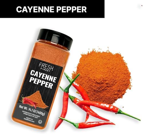 Fresh Finest Cayenne Pepper Powder 14.1 oz Bold Flavor all Natural Red Pepper Spice 50,000 SHU Heat, Commercial and Home Cooking