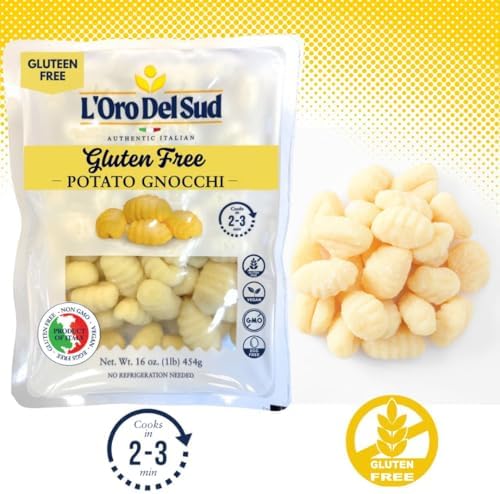 L'Oro Del Sud Pack of 3, Gluten Free Potato Gnocchi, Cooks in 2-3 Minutes, Shelf Stable, Product of Italy, NON GMO, Wheat Free, Eggs Free, Vegan