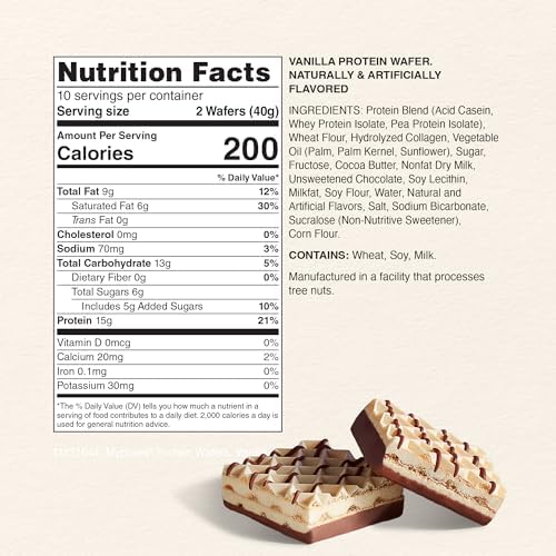 Myprotein Crispy Protein Wafers | 15g Protein | Box of 10 | Vanilla | High Protein Snack Bar | Milk & Whey Isolate | Low Sugar