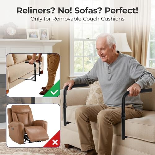 L1 Stand Assist Rail for Couch, Chair Stand Assist Aid for Elderly, Elderly Assistance Products, Disabled, Senior Mobility Aids Adjustable for Sit, Stand, Couch Cane, 18 in Couch Wide at Least