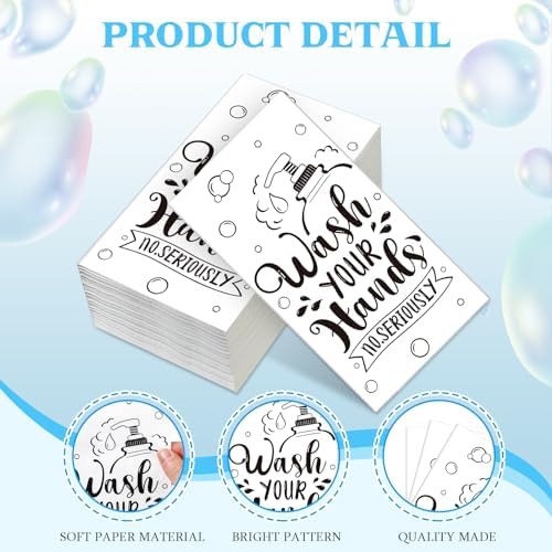 Seajan 200 Packs Bathroom Paper Napkins Disposable Bathroom Paper Guest Hand Towels Decorative Paper Napkins for Hostess Gifts Shower Spa Wedding Birthday Party Supply(Black)