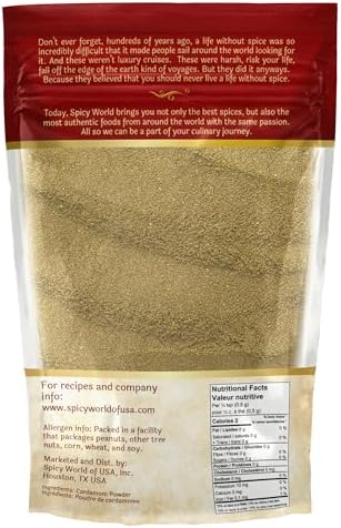 Spicy World Ground Cardamom Powder (Cardamon) 3.5 Ounce Bag