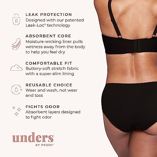 Proof. Brief, Moderate Absorbency Period Underwear for Women - Washable Leakproof Period Panties - Unders Collection