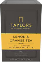 Taylors of Harrogate Lemon & Orange, Black Tea, Individually Wrapped Bags, 20 Count (Pack of 1), Citrussy, Fragrant and Light, Caffeinated, Enjoy Hot or Iced, 20 Teabags