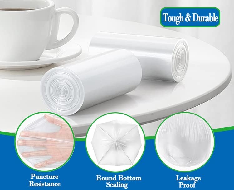 0.5 Gallon 250 pcs Mini Clear Trash Bags, Tiny Strong Garbage Bags,Small Plastic Bags for Desktop Trash Bin, Tiny Bathroom Trash Can Bin Liners,Mini Bags for Waste Basket Liner,Fit 2 Liters-Clear