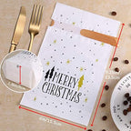 Frienda 30 Pack Christmas Treat Bags Merry Christmas Tree Print Cookie Candy Bag Drawstring Plastic Favor Pocket for Xmas Thanksgiving Party Birthday Wedding Engagement Holiday
