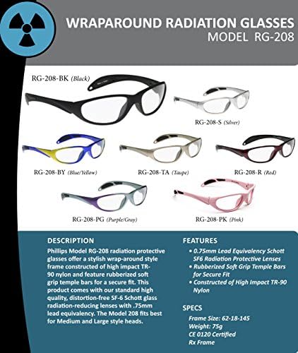 X-Ray Protective Lead Glasses, Gray Maxx Wrap Safety Frame, 62x18x145mm