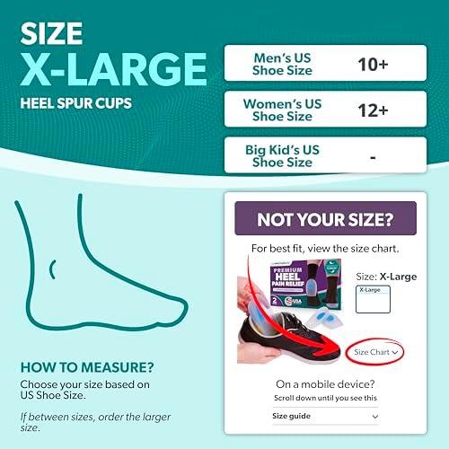 BraceAbility Heel Spur Cups | Medical-Grade Silicone Plantar Fasciitis Insole Cushion Pads, Gel Foot Orthotic & Shoe Insert Protectors (Pair - X-Large)