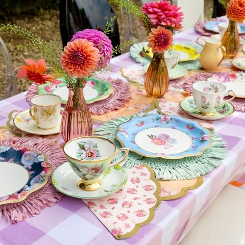 Talking Tables Truly Scrumptious Pack of 20 Floral Scalloped Napkins | Vintage Afternoon Tea Party Tableware For Decoupage, Birthday, Baby Shower, Bridal Shower, Mother's Day, multi, "12"""