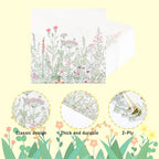 100 Wildflower Luncheon Napkins Floral Paper Hand Towels 6.5 x 6.5 Inch Vintage Botanical Green Leaves Herbs Party Napkins for Spring Summer Birthday Garden Tea Party Supplies