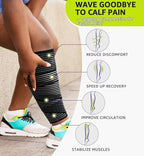 HiRui Calf Compression Wraps, 71" Adjustable Elastic Bandage Sleeves, Lower Leg Calf Support for Men & Women, Shin Splints Relief, Varicose Veins, Fitness, Running, Basketball, Soccer (2, Black)
