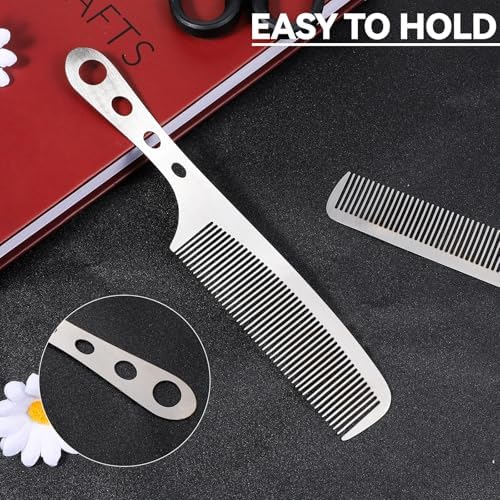 2 Pieces Stainless Steel Fine Tooth Combs for Women, Silver Metal Comb Anti-static Sparse Haircut Comb Unbreakable Teasing Hair Styling Combs with Haircut Beauty Tool for Women Men Barber Supplies