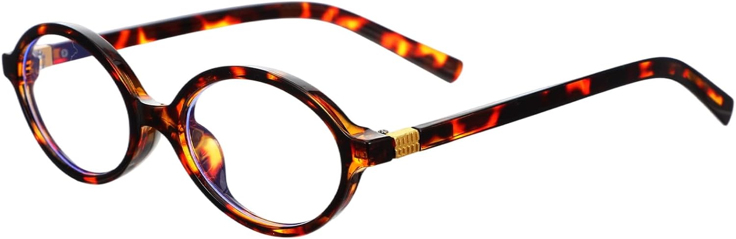 Oval Glasses for Women Men Retro Blue Light Blocking Glasses Oval Frame Tortoise Frame Non prescription Bluelight