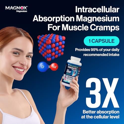MAGNOX® Buster | Patented Clinically Tested 380mg Magnesium Supplement for Spasms & Leg Cramps at Night | One Capsule a Day for Almost Full Dosage | 3X More Absorption | Dead Sea Minerals (120 Caps)