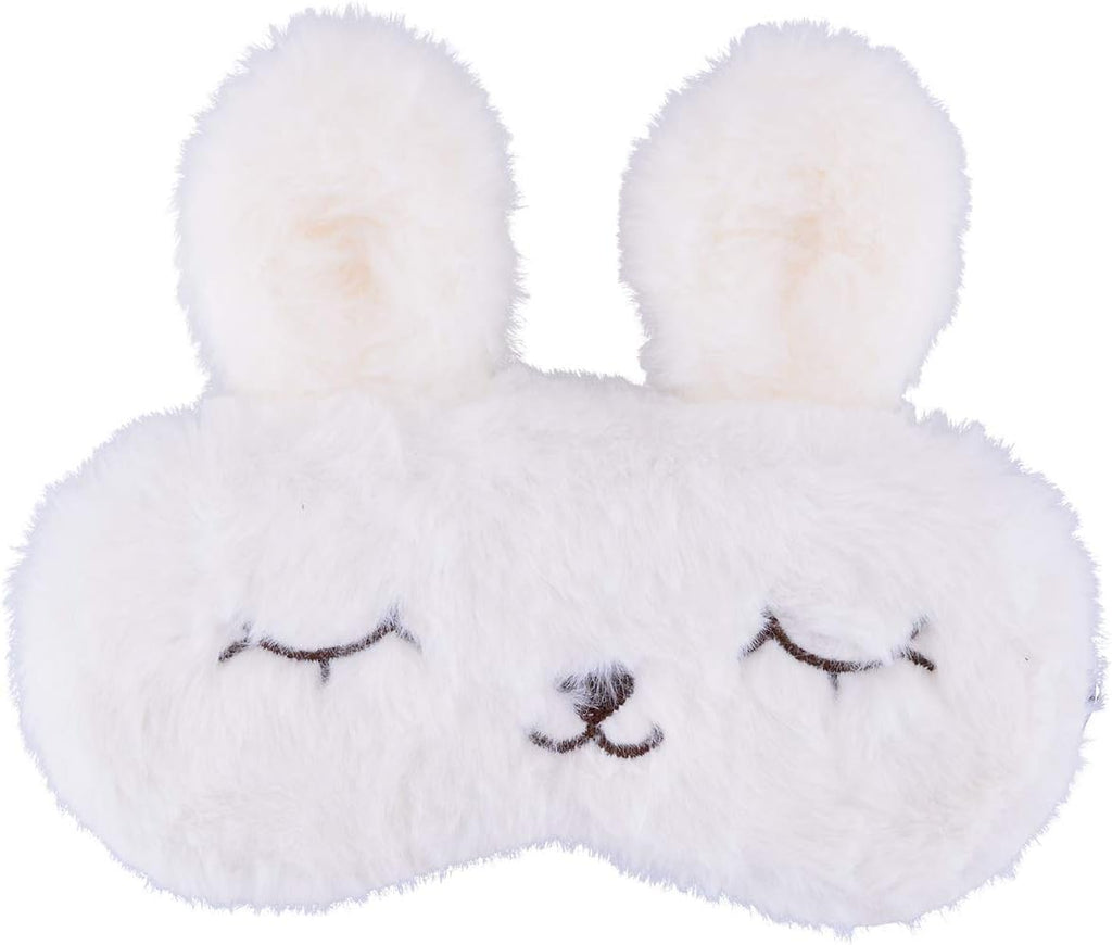 Easter Bunny Sleeping Mask, Soft Fluffy Plush Rabbit Blindfold Novelty Sleep Mask Eye Cover Eyeshade for Kids Girls Boys Women Men Night Nap Travel Meditation (White, Rabbit)