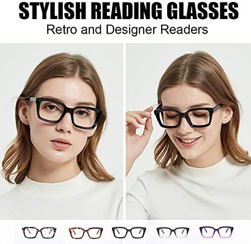 JiSoo Large Frame Reading Glasses Blue Light Blocking Women Men, Fashion Blue Light Readers 1.75 Stylish, Black