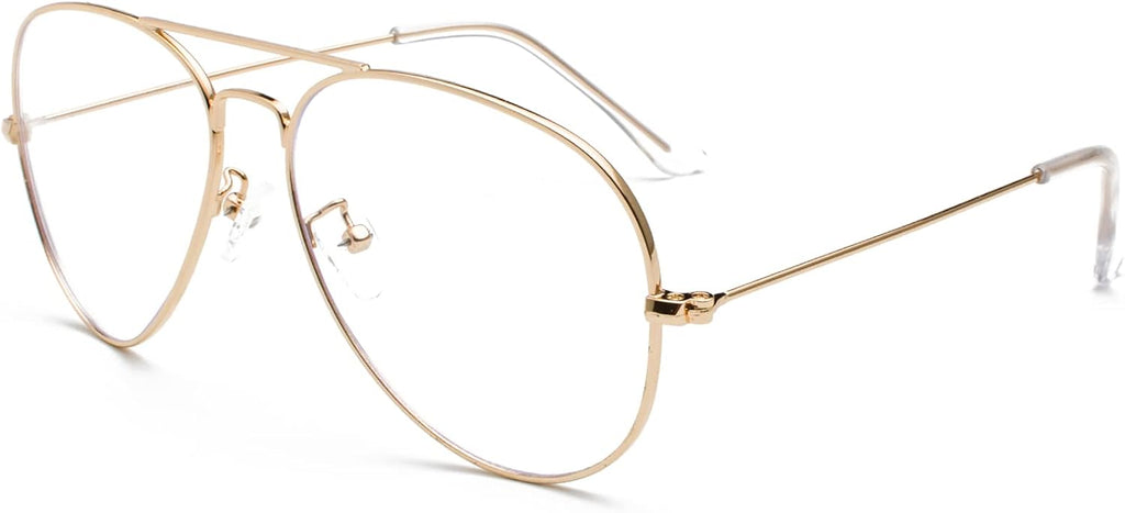 EYLRIM Blue Light Aviator Glasses for Women Men Metal Pilot Frame Clear Lens Computer Eyeglasses