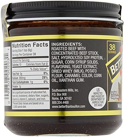 Better Than Bouillon Premium Roasted Beef Base, Made with Seasoned Roasted Beef, Blendable Base for Added Flavor, 38 Servings Per Jar, 8 Ounce Jar (Pack of 2)