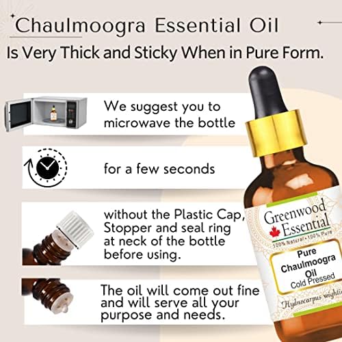 Greenwood Essential Pure Chaulmoogra Oil (Hydnocarpus wightiana) Cold Pressed 30ml (1 oz)