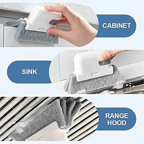 2-in-1 Groove Cleaning Tool Creative Window Groove Cleaning Cloth,Hand-held Crevice Cleaner Tools,Magic Window Track Cleaner,Window Groove Cleaning Brush with Replacement Pads (3pcs)