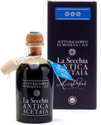 La Secchia Balsamic Vinegar of Modena PGI "Three Stars", Aged in 12 Cherry-Mulberry Barrels, Medium Density, 250 ml Bottle with Cork Pourer
