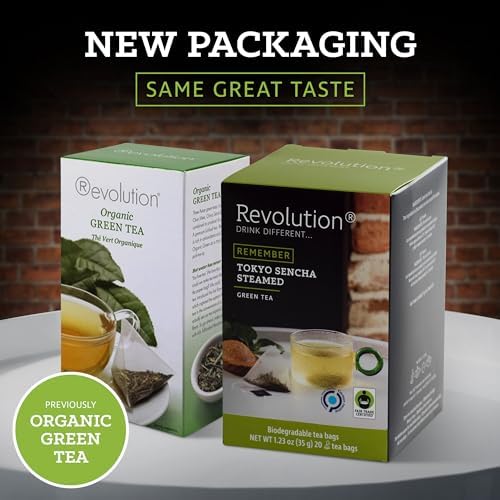 REVOLUTION TEA® Sencha Green Tea [THE ORIGINAL] – Tokyo Sencha Steamed – Premium Full Leaf Tea – Biodegradable Infuser Tea Bags – Green Tea – 20 Bags