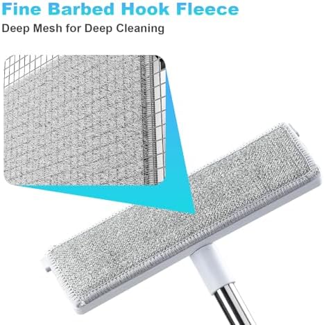IMHO Mesh Screen Cleaner, Glass Wiper, Dust Paper Clip，3 in 1 Wet and Dry Screen Cleaner with Long Handle Wiper for Shower, Glass, Floor, Tile Walls, Car Windshield, White