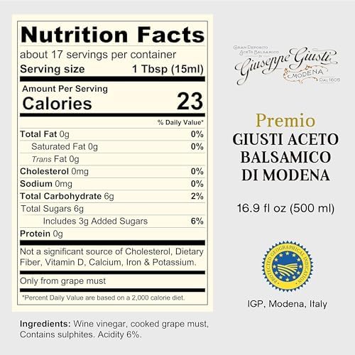 Giusti Balsamic Vinegar of Modena IGP, Authentic Italian Aceto Balsamico from Italy, Perfect for Marinades, Vinaigrettes & Sauces – 16.9 fl oz (500 ml) - Pack of 1