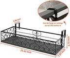 Balcony Flower Pot Stand Rack Patio Railing Shelf Plant Pots Holder Windows decorate (L, Black)